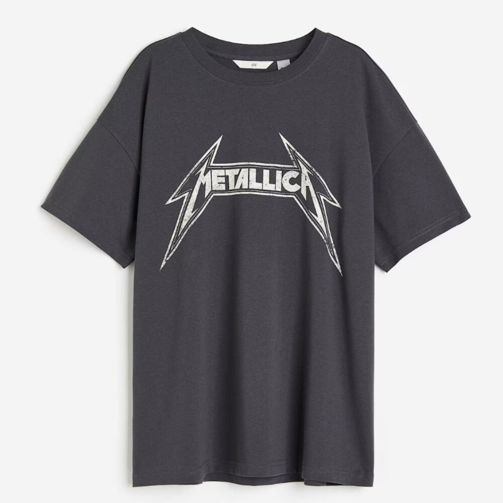 Oversized Grey Metallica Shirt, H&M, Size M NWOT
